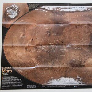 Vintage dual sided National Geographic map "Destination Mars / Mars Revealed.'
